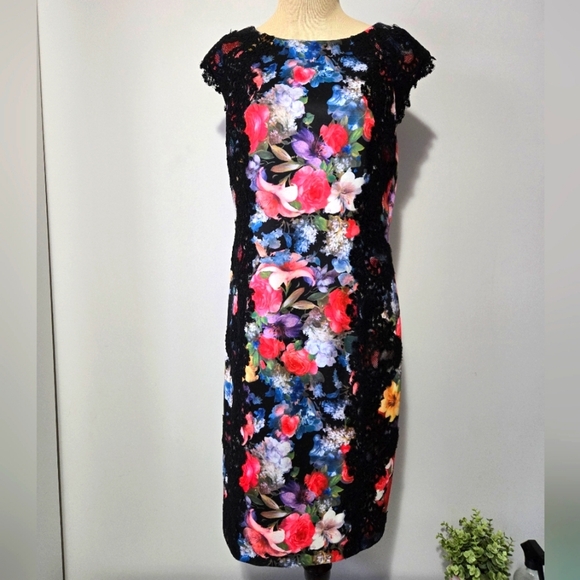 Joseph Ribkoff Dresses & Skirts - JOSEPH RIBKOFF Dark Floral and Lace Dress. Size 14